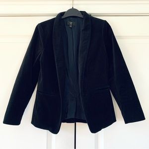 J. Crew Going Out Blazer Black Velvet Evening Jacket Open Shawl Collar Size 00